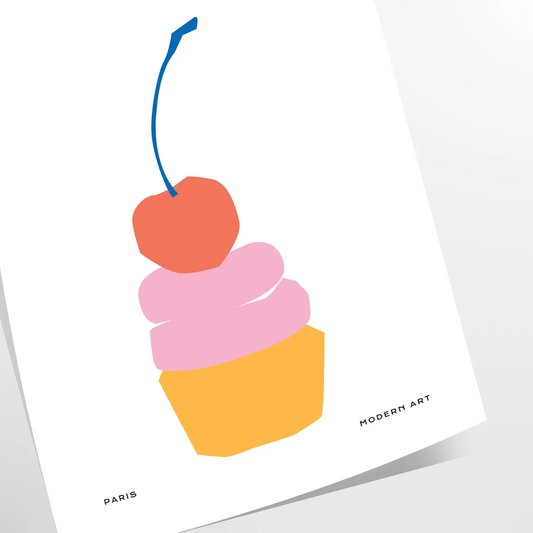 kitchen vibrant Dessert Cherry Poster delightful blend orange blue hues stunning wall art perfect gift culinary enthusiasts space exclusive print unframed versions