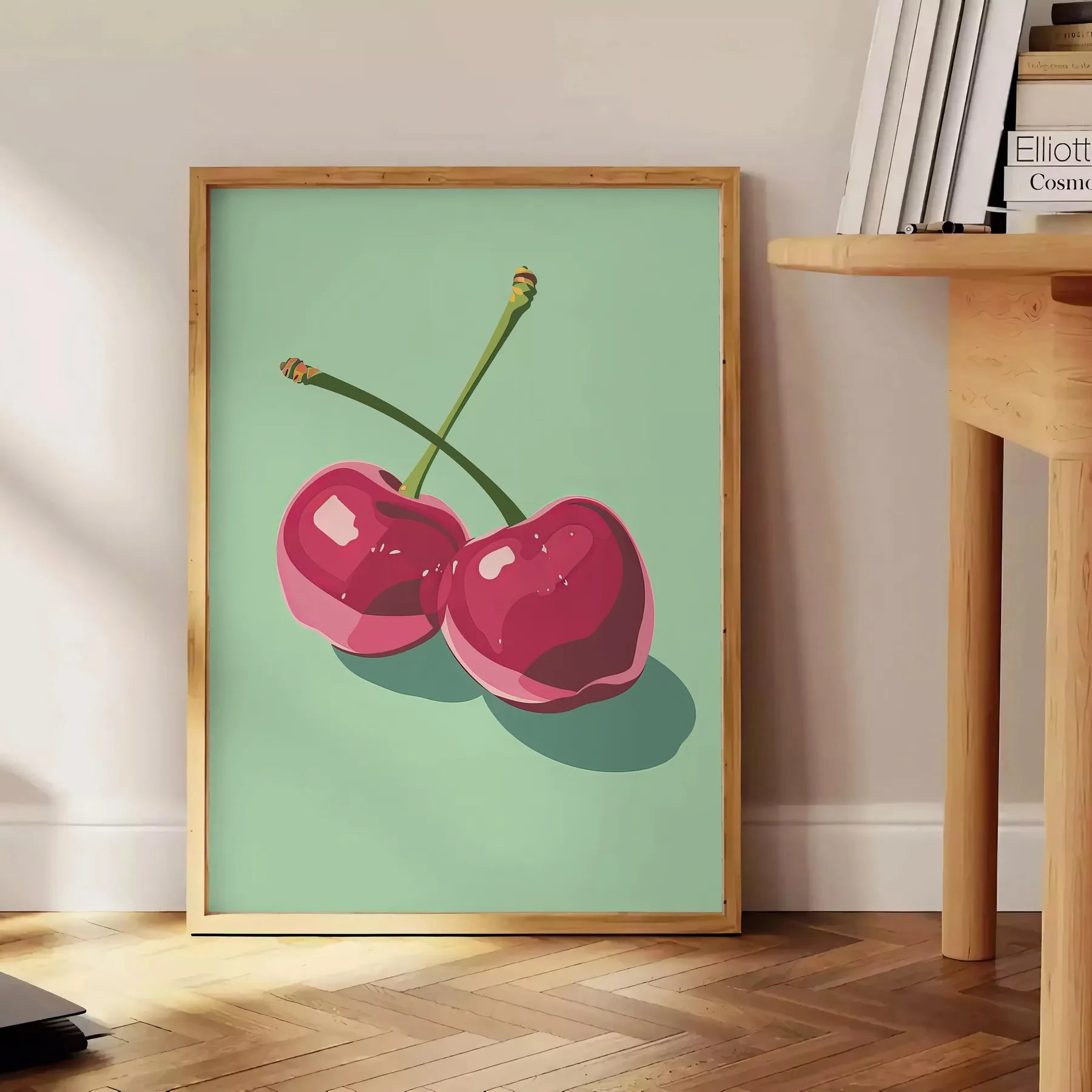 kitchen vibrant Cherry 2 poster stunning combination orange blue hues eye wall art print ideal gift lovers unframed option personalized touch