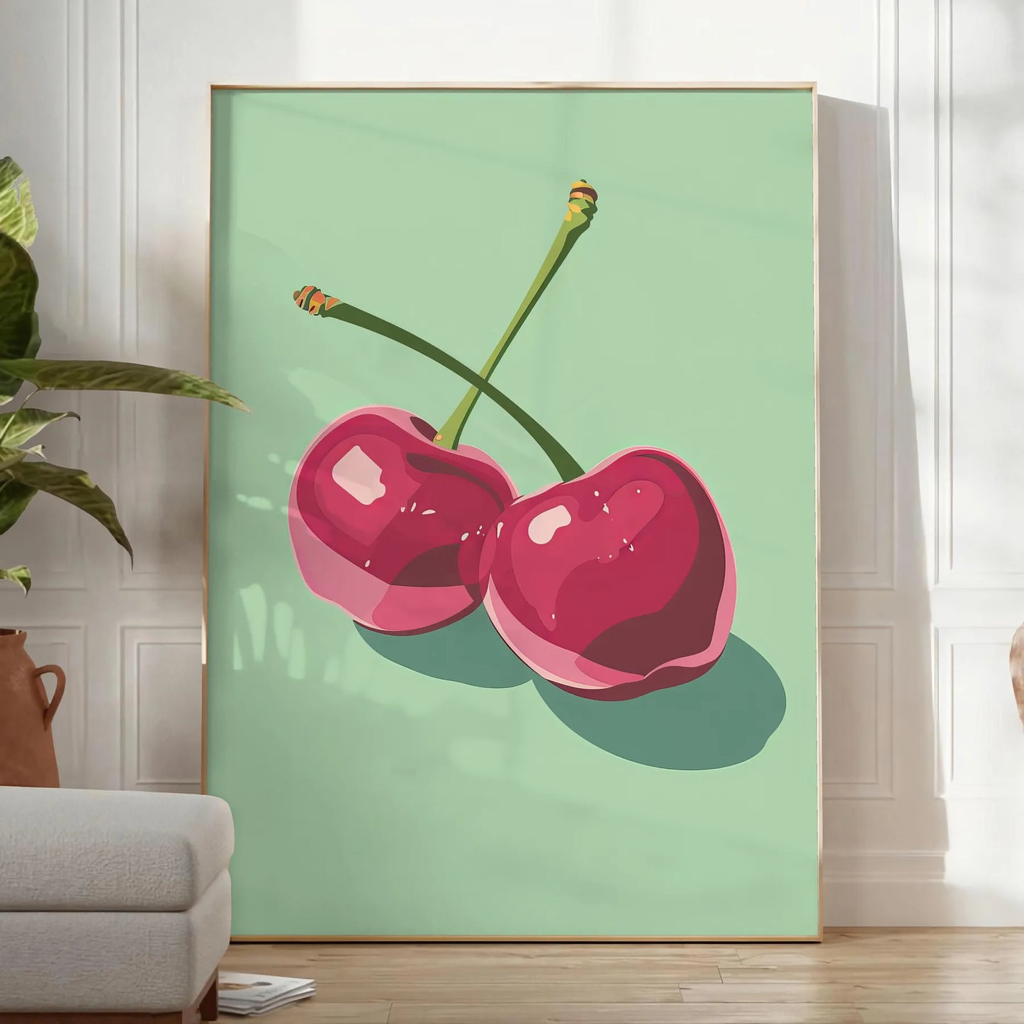 kitchen vibrant Cherry 2 poster stunning combination orange blue hues eye wall art print ideal gift lovers unframed option personalized touch