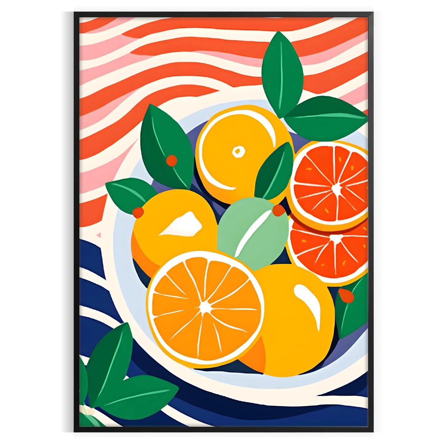 kitchen Citrus Poster vibrant orange blue hues eye wall art perfect unique gift space lively artwork standalone print