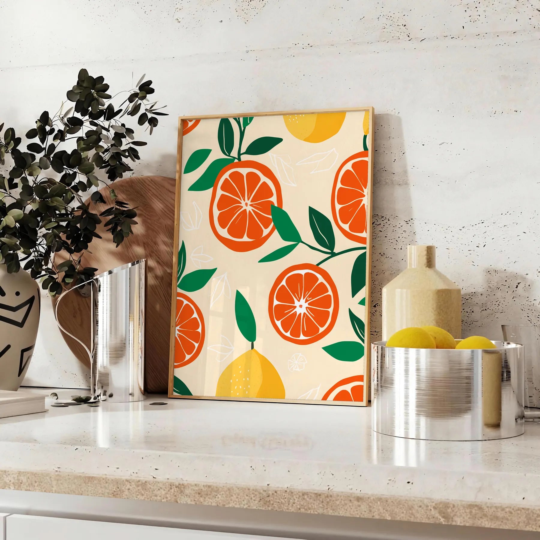 kitchen Citrus Art Poster vibrant green orange hues lively wall perfect zest space great gift food enthusiasts artwork available unframed options