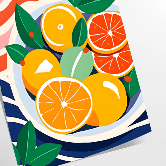 kitchen Citrus Poster vibrant orange blue hues eye wall art perfect unique gift space lively artwork standalone print