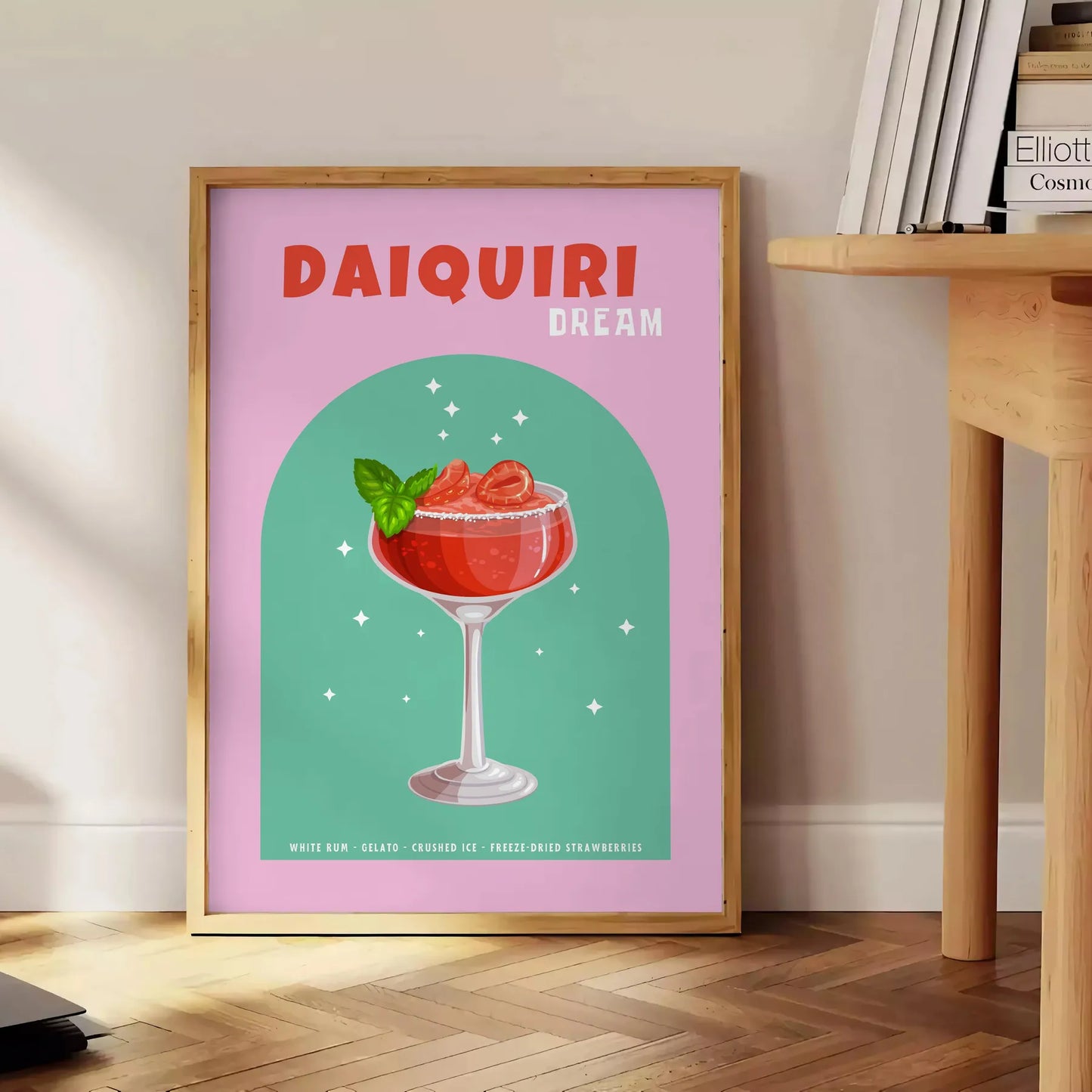 space vibrant zest cocktail daiquiri captivating poster lush green citrus orange wall art print ideal gift lovers enthusiasts frame decor needs