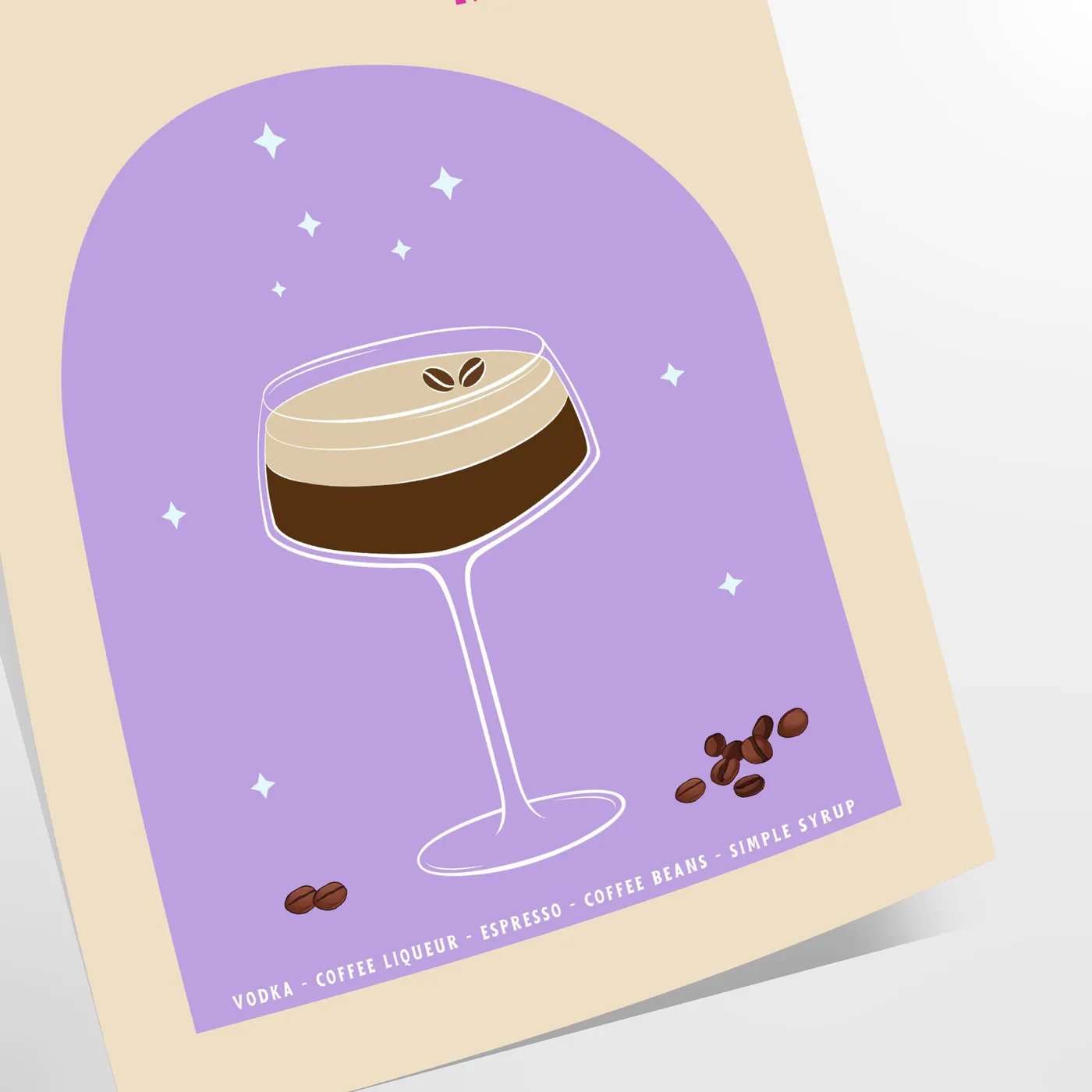 space expressive Espresso Martini poster vibrant blue purple hues stunning piece wall art print thoughtful gift cocktail lovers unique artwork sizes A4 cm A0