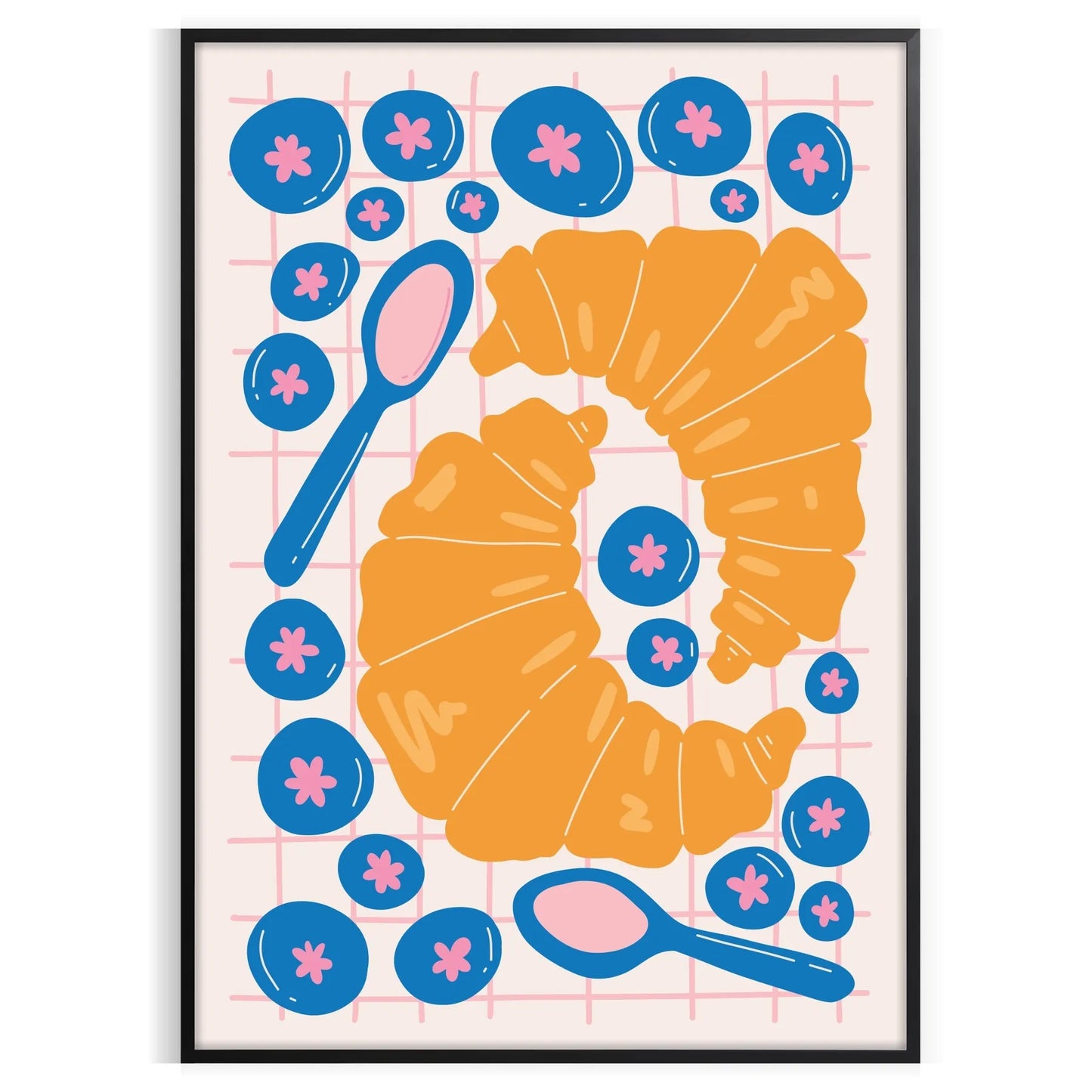 touch French charm kitchen Croissant Art Poster warm brown orange hues wall piece perfect gift decor upgrade available A4 cm A0