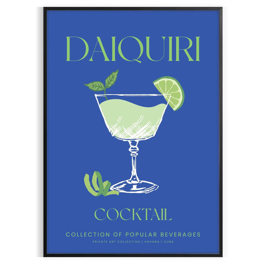 space vibrant Daiquiri Cocktail Art Poster refreshing green blue hues eye print perfect home décor unique gift multiple sizes A4 cm A0 style